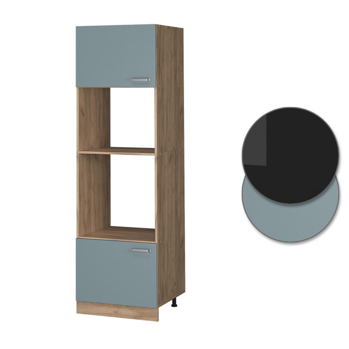 MIKROWELLENSCHRANK R-Line Blau-Grau 60 cm - Honigeiche/Eiche Wotan, Holzwerkstoff (60/206.8/57.2cm) - Vicco