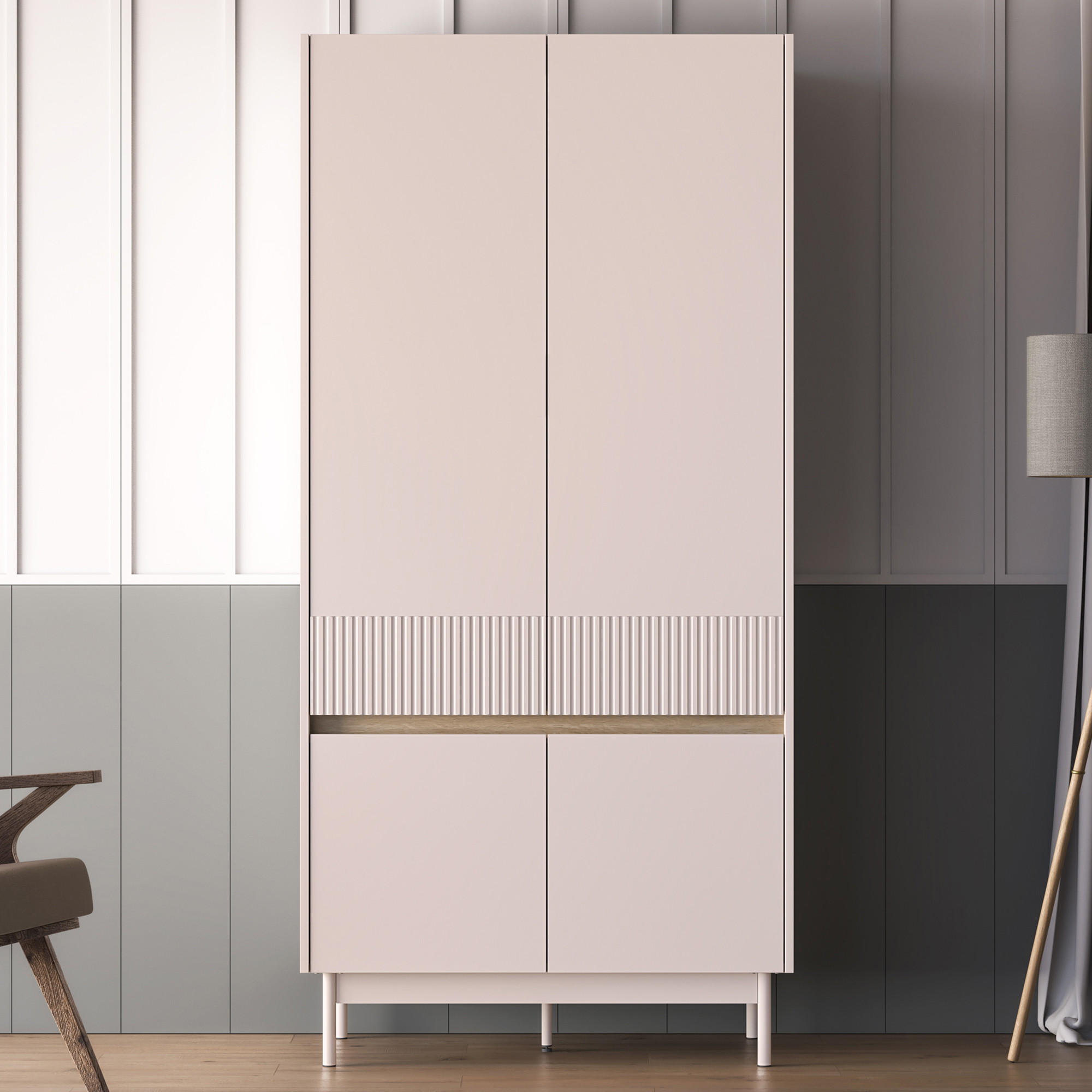 KLEIDERSCHRÄNK NALIA, Creme/Eiche - Eichefarben/Creme, Holzwerkstoff/Metall (92/193/53cm) - KONSIMO®