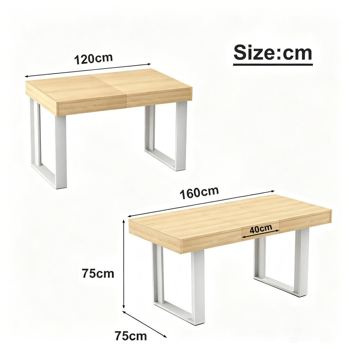 ESSTISCH ausziehbar 120-160/80/76 cm im Retro-Stil DE-39971 Natur - Naturfarben, Holzwerkstoff (75/120/75cm) - ComfortXL