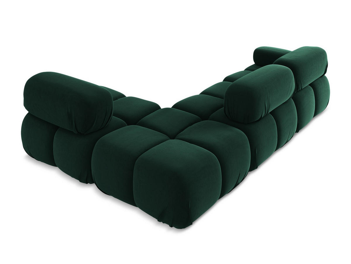 ECKSOFA Rechts Samt Stoff Grün - Blau/Dunkelgrün, Kunststoff/Textil (285/190cm) - Makamii