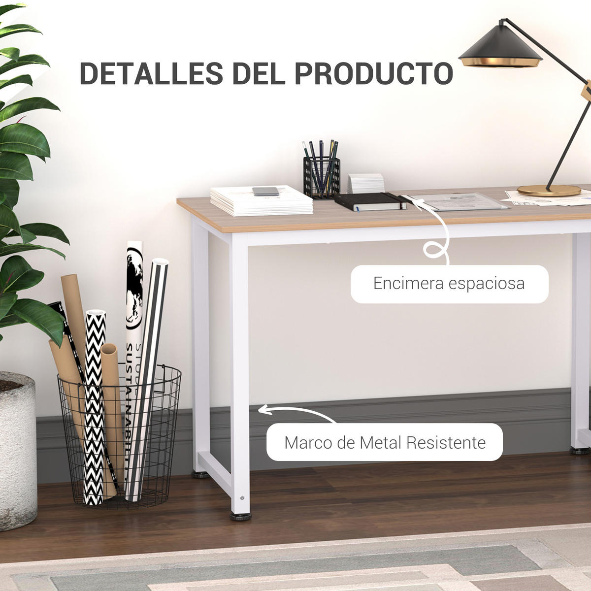 BÜROTISCH Eiche und Weiß 1 Stück - Multicolor, Holzwerkstoff (153/51/76cm) - GiPP