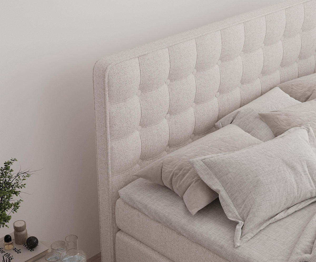 BOXSPRINGBETT Velouria Beige 160/200 cm - Beige/Schwarz, Holz/Holzwerkstoff (160/200cm) - Maison de Reve