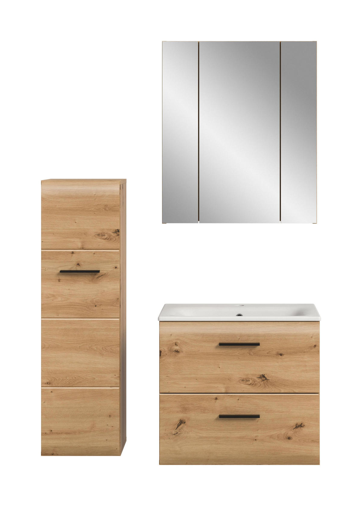 BAD-SET ICE 4-tlg. (B/H/T: ca. 105/185/46 cm) in Artisan Oak Nachbildung/Artisan Oak Nachbildung - Eichefarben, Holz (105/185/46cm)