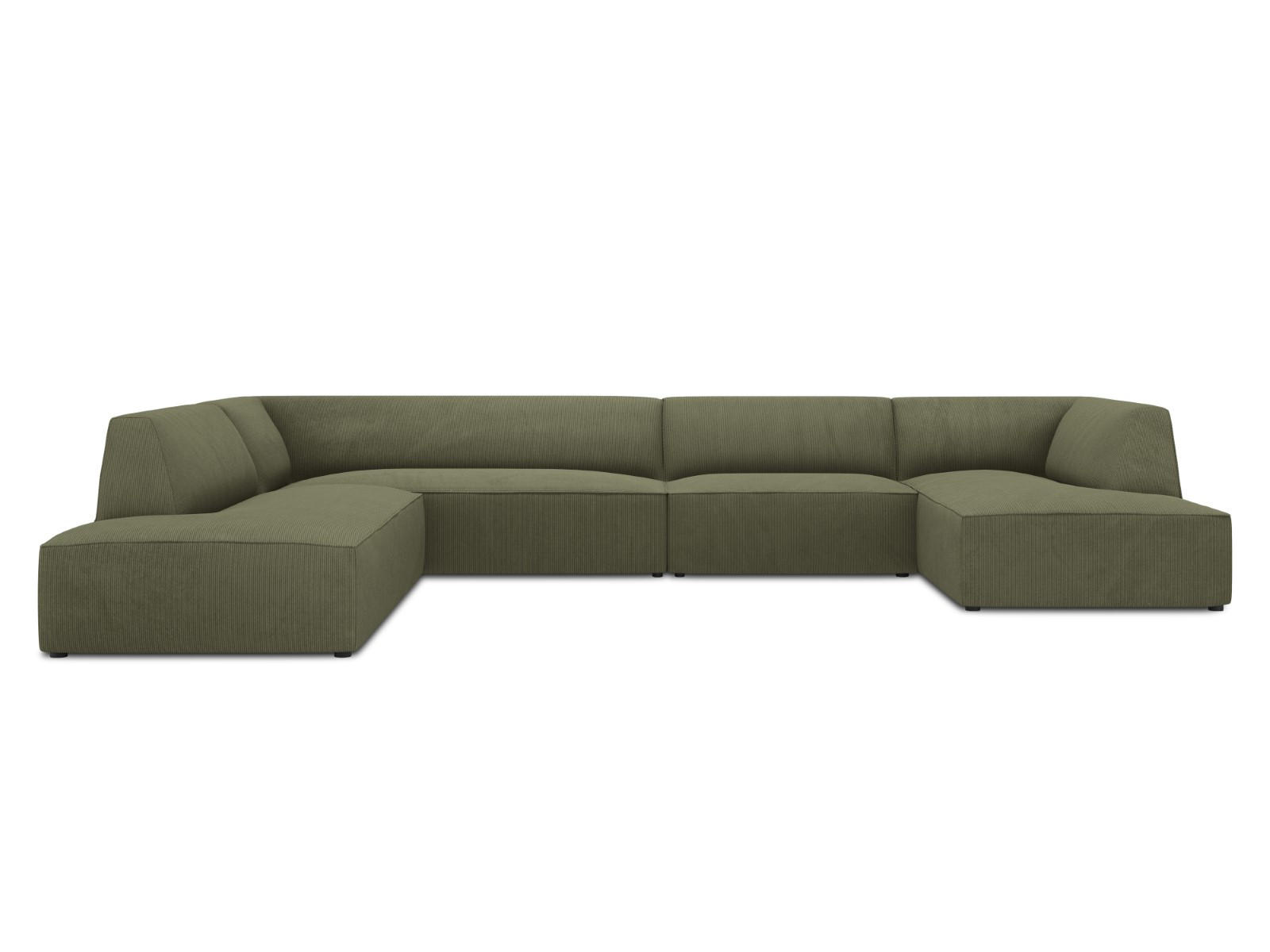 PANORAMASOFA links Ruby aus Cord grün 7 Sitzplätze - Grün, Textil (273/69/366cm) - Micadoni