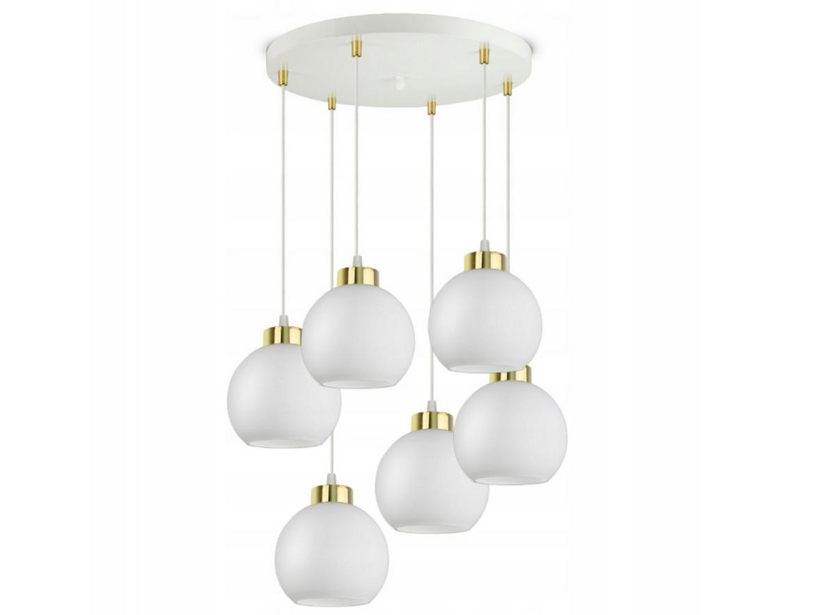PENDELLEUCHTE GOLDGLAS - Goldfarben/Weiß, Glas/Metall (55/55/80cm) - kiki design