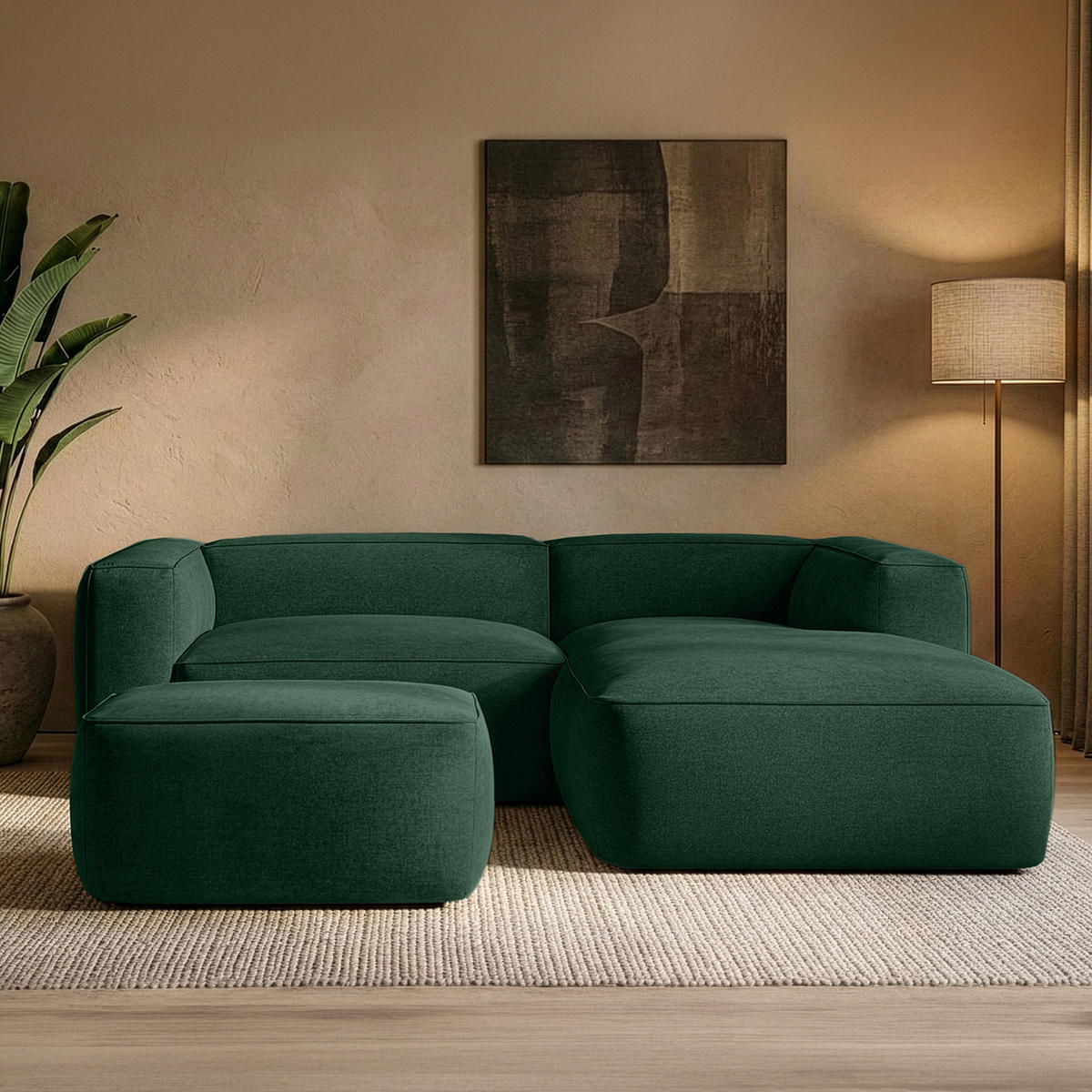 SITZHOCKER FUBBO, Dunkelgrün - Dunkelgrün, Holz/Holzwerkstoff (80/44/80cm) - KONSIMO®