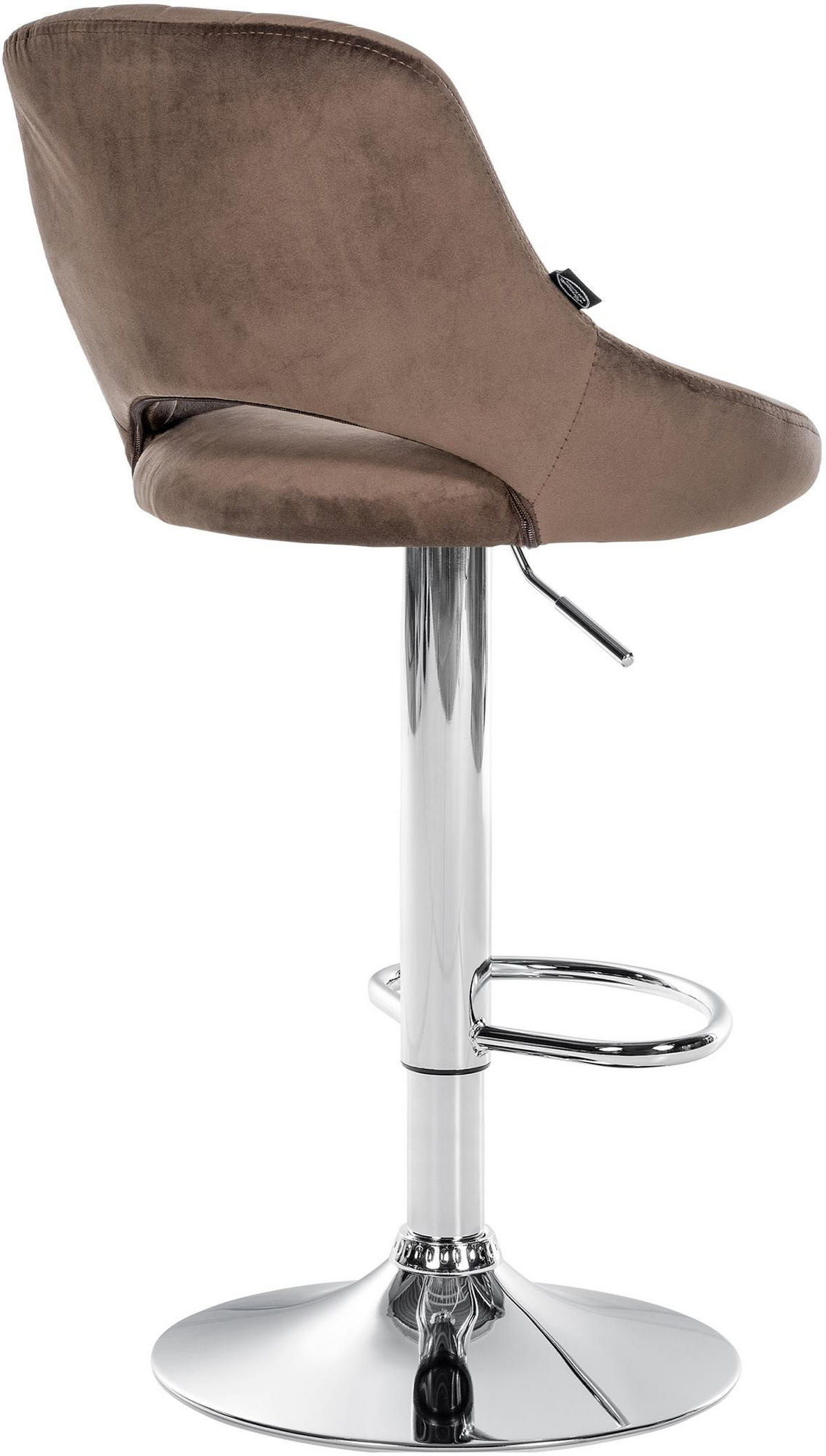 BARHOCKER Samt braun - Chromfarben/Braun, Textil/Metall (47/85/48cm) - CLP