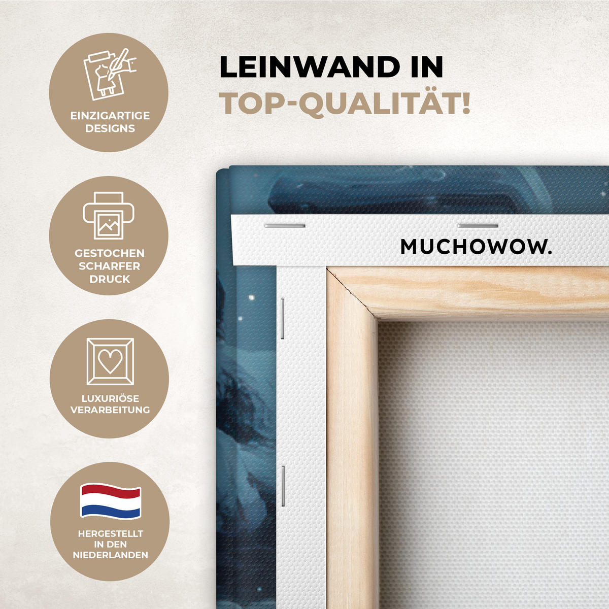 LEINWANDBILD Weihnachtsdorf - Weihnachten - Schnee - Winter Deko XXL 80x120 cm - Dunkelblau, Textil (80/120cm) - MuchoWow