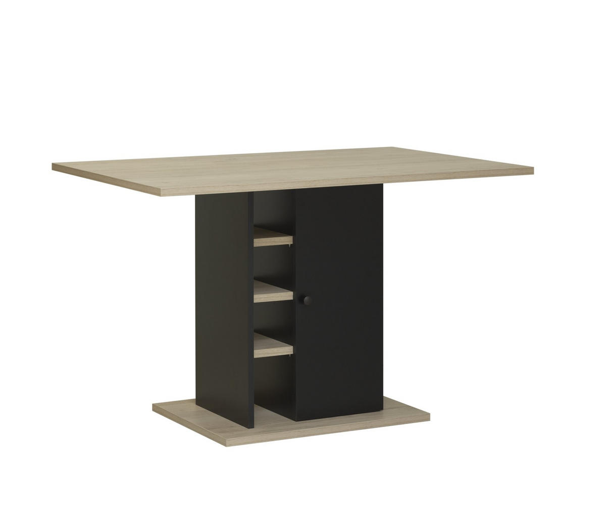 RECHTECKIGER Esstisch mit Aufbewahrung Oxford - Französische Herstellung - 80/120/75 cm - Schwarz, Holzwerkstoff (80/120/75cm) - Calicosy