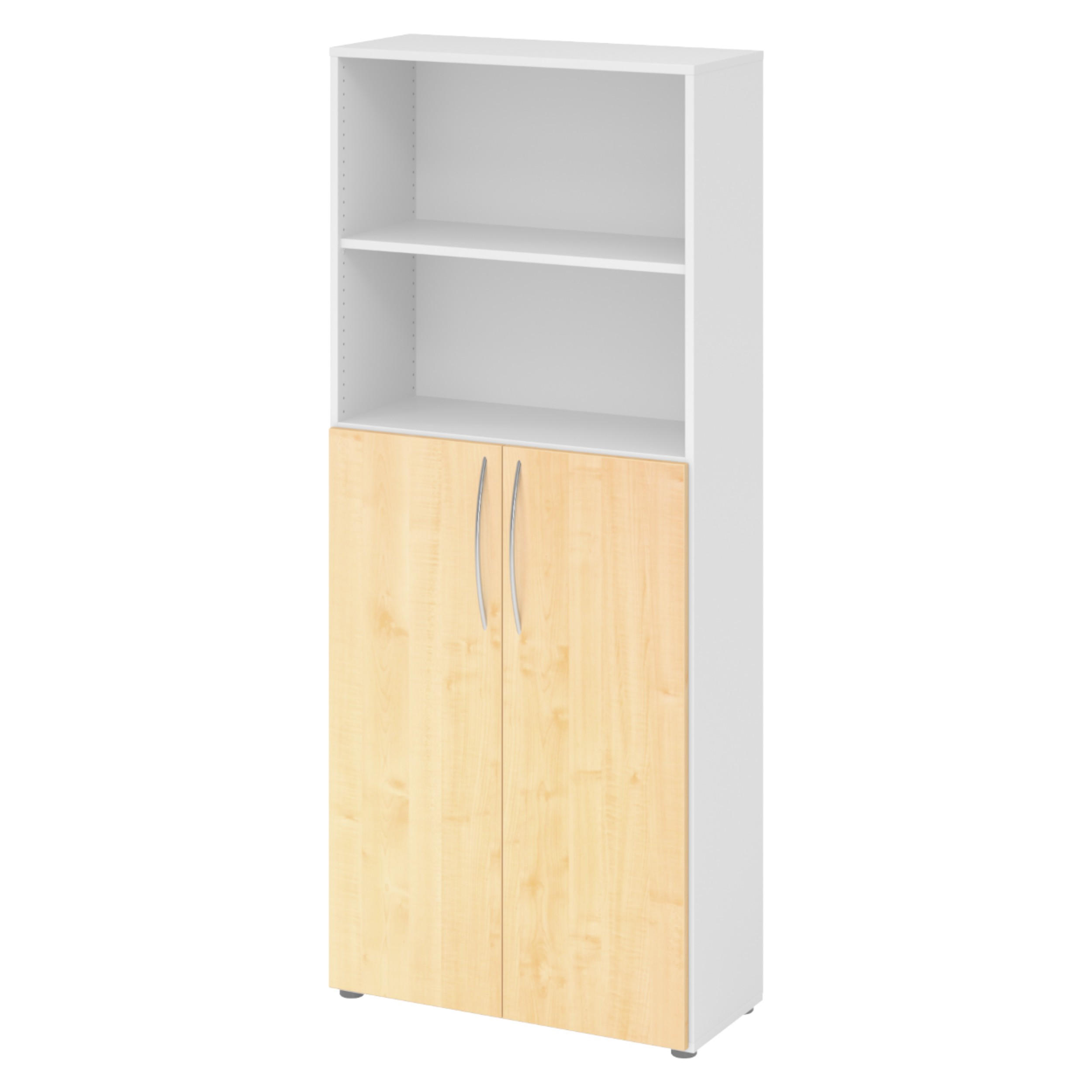 bümö Regalschrank Weiß, Ahorn 80x188x35 cm