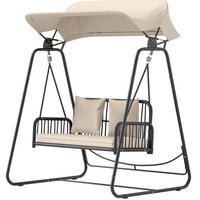 HOLLYWOODSCHAUKEL aus Stahl 149x121x180 cm in Beige mit verstellbarem Sonnendach - Beige, Metall (149/180/121cm) - Modfu