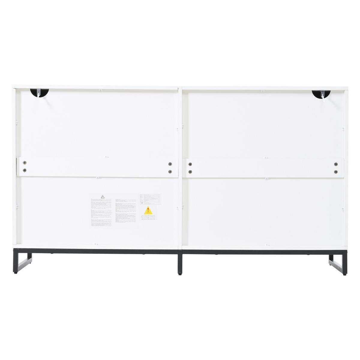 SIDEBOARD Weiß, 140/39,5/78,5 cm, aus Spanplatte und Metall, mit 6 Schubladen und Hochglanzfront - Schwarz/Weiß, Holzwerkstoff/Metall (140/78.5/39.5cm) - CHICFURN