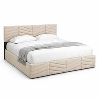 POLSTERBETT 140/190 mit verstellbarem Kopfteil und Lattenrost in Beige - Beige, Holzwerkstoff/Textil (140/190cm) - EVRYAE