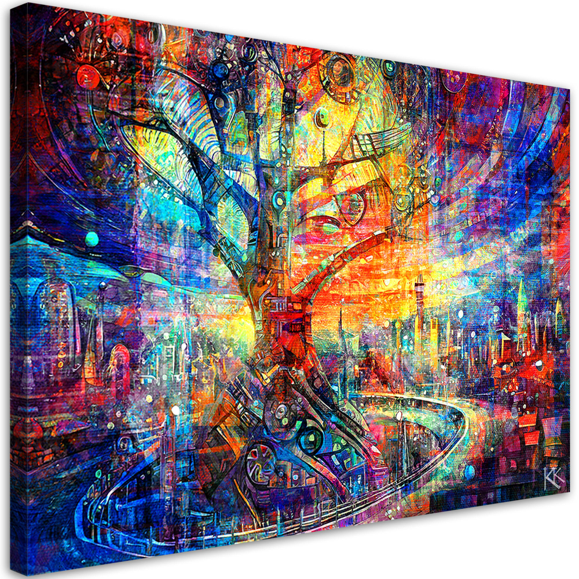 LEINWANDBILD Baum Abstraktion Bunt 60x40cm - Multicolor, Textil (60/40cm) - Feeby