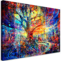 LEINWANDBILD Baum Abstraktion Bunt 60x40cm - Lila, Textil (60/40cm) - Feeby