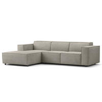 ECKSOFA mit Longchair - Graubraun/Schwarz, Kunststoff/Textil (260/177cm) - home24