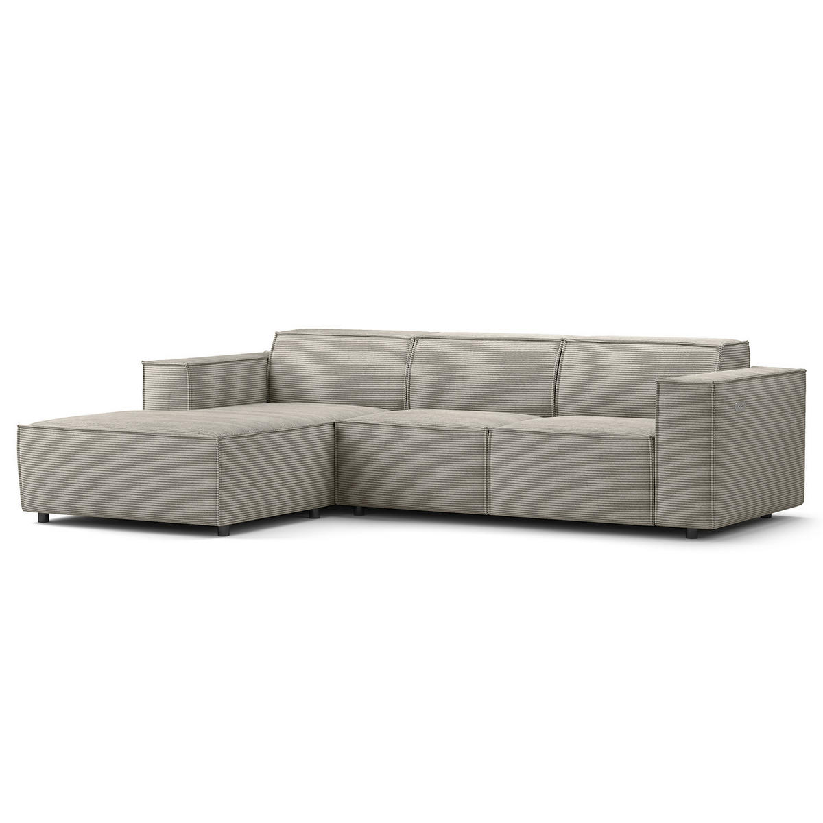 ECKSOFA mit Longchair - Graubraun/Schwarz, Kunststoff/Textil (260/177cm) - home24