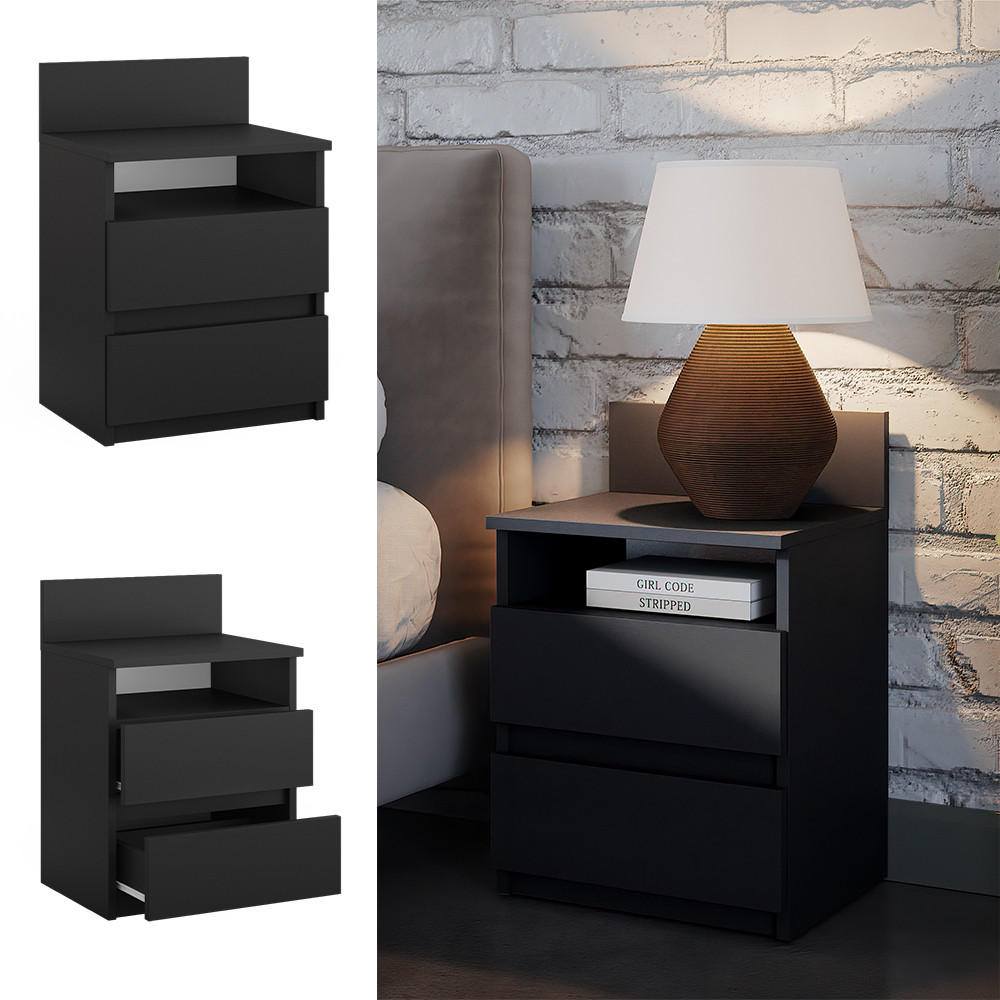 NACHTTISCH Monty Schwarz 39.6 x 59.1 cm - Schwarz, Holzwerkstoff (32.3/59.1/39.6cm) - Vicco