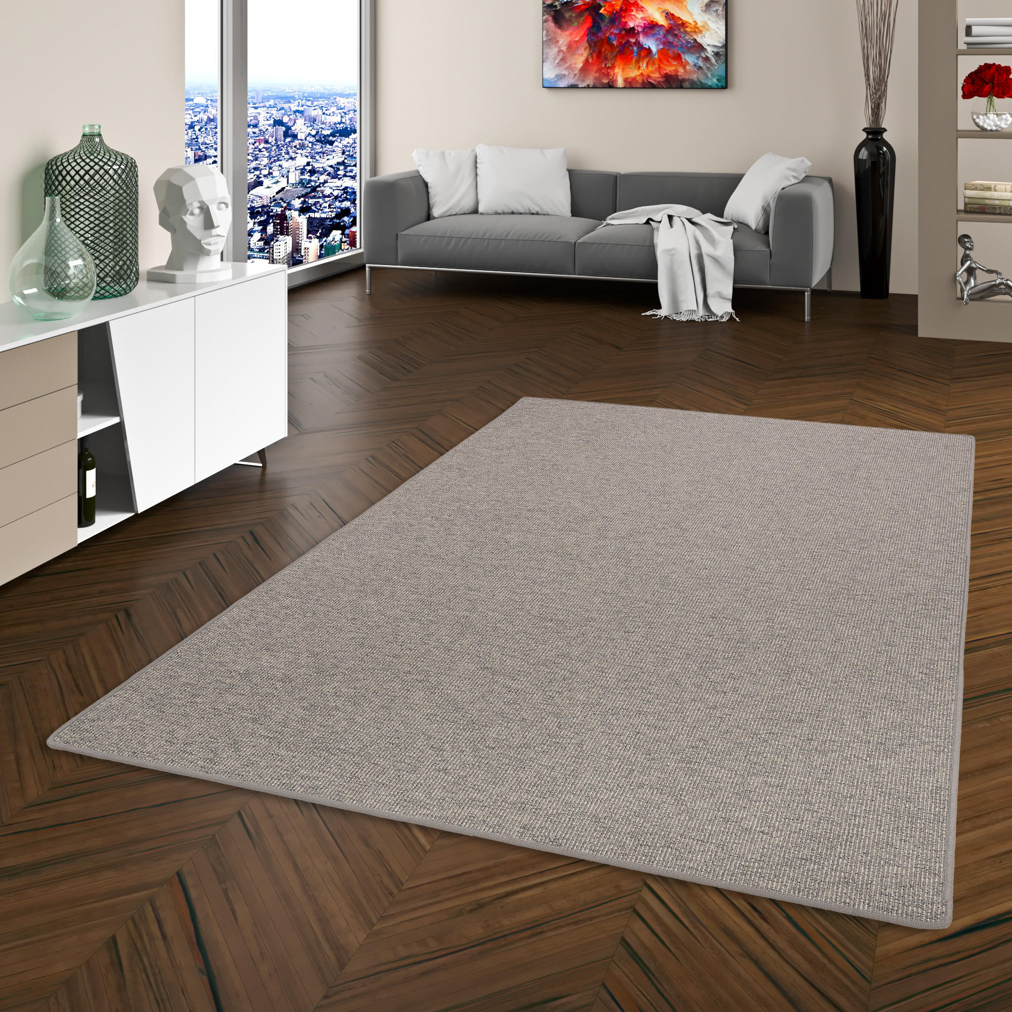 NATUR SISAL-OPTIK TEPPICH TAFF - Grau, Textil (200/250cm) - Snapstyle