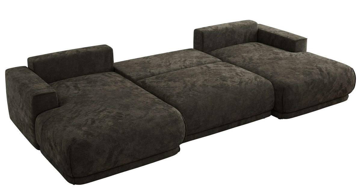 SEDACIA SÚPRAVA RINA U Tmavosivá Hladký ženil - čierna/tmavosivá, textil/plast (360/85/170cm) - MKS