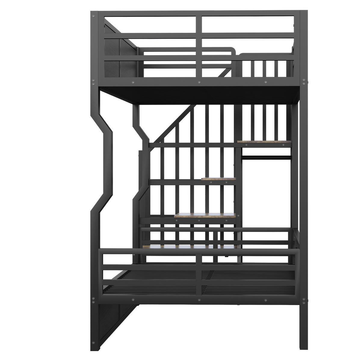 HOCHBETT 90x200 cm LED Stauraum schwarz - Schwarz, Holzwerkstoff (90/200cm) - Fortuna Lai