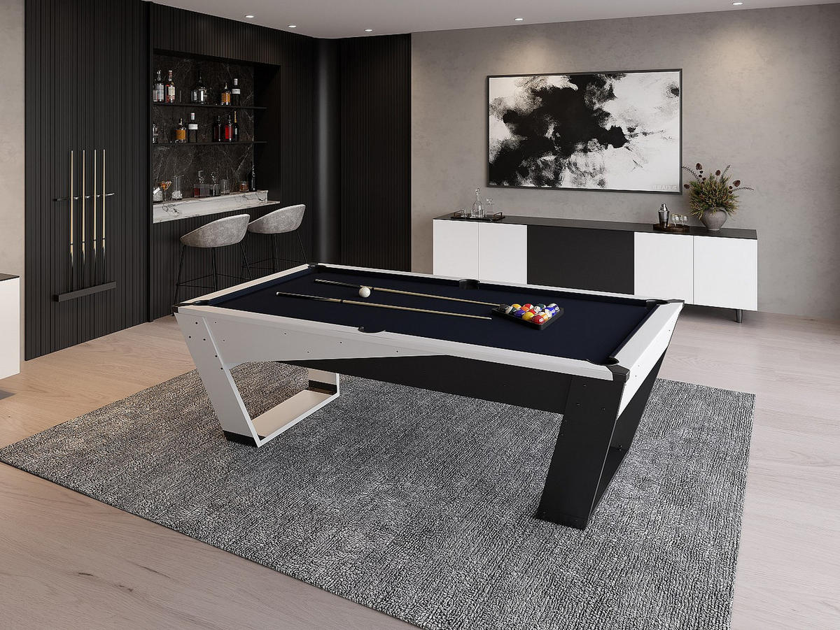 BILLARDTISCH - 213.4 cm x 122.4 cm - holz - schwarz, weiß Harrison - Schwarz/Weiß, Holz (213.4/122.4cm) - Vente-Unique