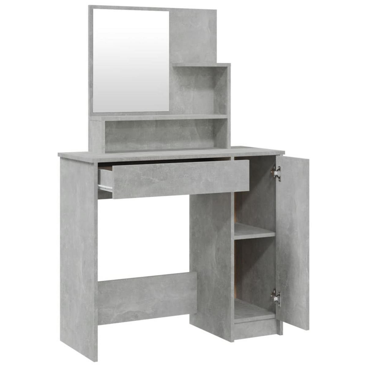 SCHMINKTISCH MIT SPIEGEL BETONGRAU 86,5X35X136 CM - Hellgrau/Grau, Holz (86.5/136/35cm) - vidaXL