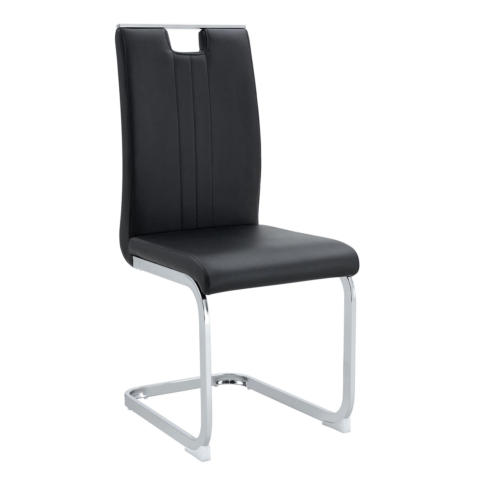 SCHWINGSTUHL DE-36785 2er-Set mit PU-Bezug und bogenförmigem Design Schwarz - Silberfarben/Schwarz, Metall (40.5/98/52cm) - ComfortXL