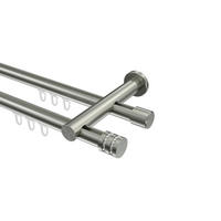 INNENLAUF-GARDINENSTANGEN-SET Platon Estana 260 cm (geteilt in 2 x 130 cm), 2-läufig, 20 mm Ø Edelstahl-Optik - Edelstahlfarben, Metall (260cm) - INTERDECO