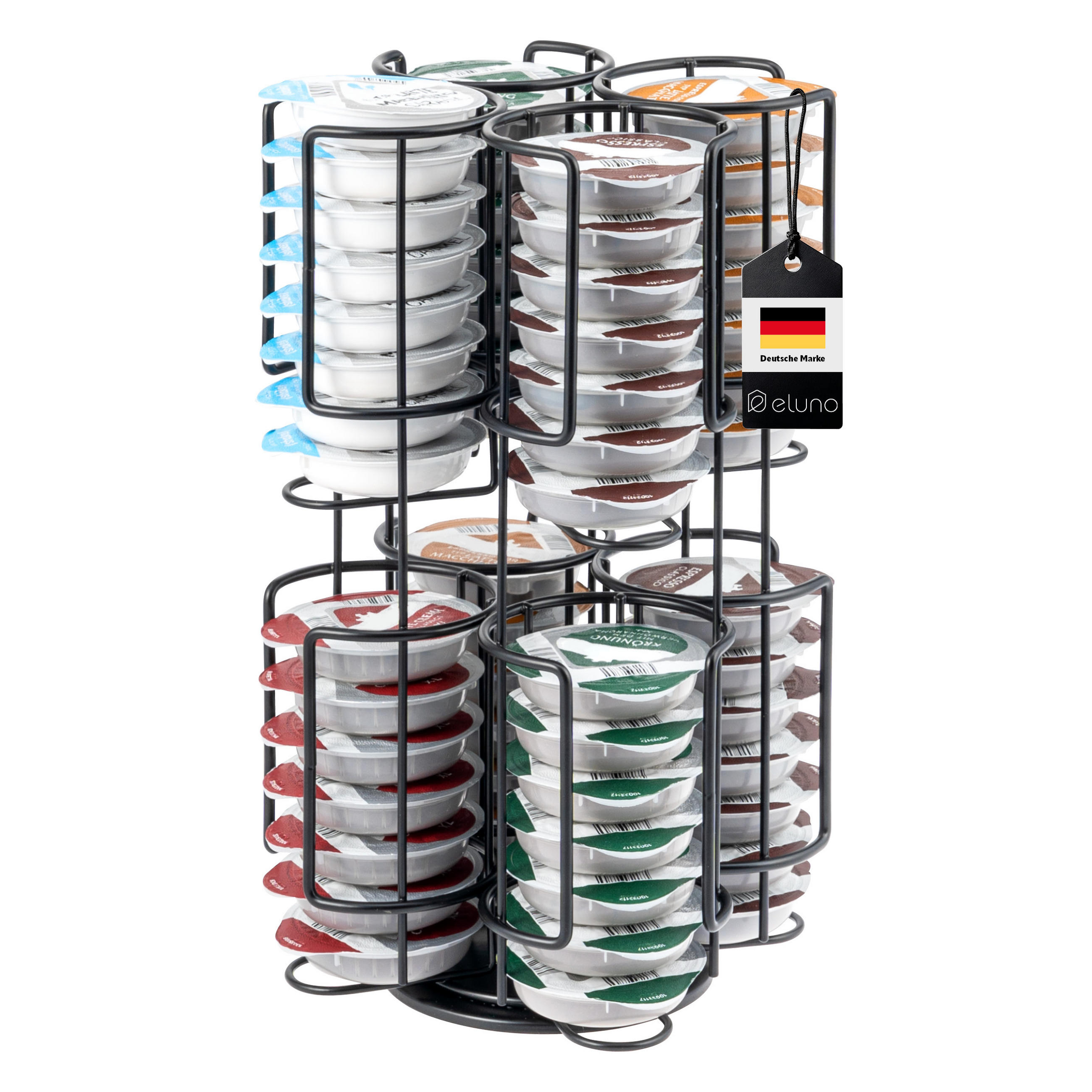 KAPSELSTÄNDER für Tassimo, 64 Kapseln, schwarz - Schwarz, Metall (18.5/30.5/18.5cm) - eluno