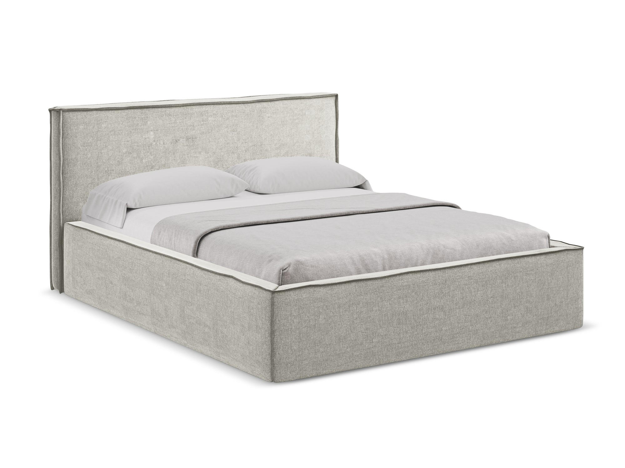 POLSTERBETT mit Bettkasten und Lattenrost 200x228 Beige - Beige/Schwarz, Kunststoff/Textil (180/200cm) - Makamii