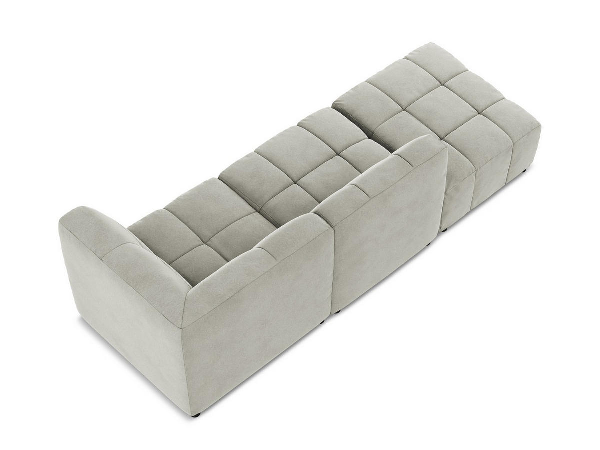 ECKSOFA Links Samt Stoff Grau - Hellgrau/Schwarz, Holzwerkstoff/Kunststoff (240/90cm) - Makamii
