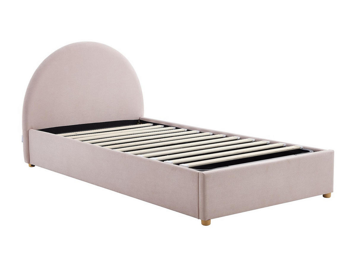 BETT mit Bettkasten - 1 Person - Samt, Stoff - Rosa - Pink, Textil (90/190cm) - Vente-Unique