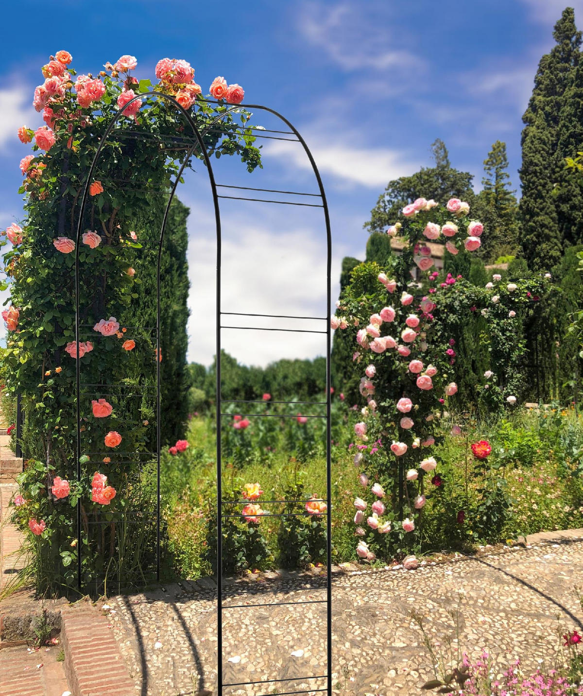 GARTENPERGOLA für Blumen, 255 cm, Schwarz - Schwarz, Metall (150/255cm) - KADAX