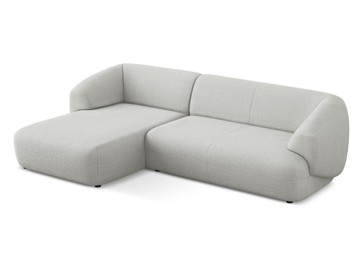 ECKSOFA Links Bouclé Stoff Grau - Hellgrau/Schwarz, Kunststoff/Textil (156/280cm) - Makamii