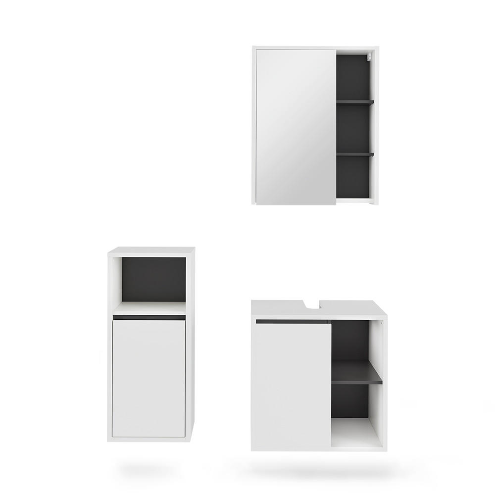 SADA KOUPELNOVÉHO NÁBYTKU Viola Bílá/šedá - bílá/šedá, kompozitní dřevo (60/60/45.5cm) - Vicco