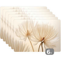 PLATZSETS 6er-Set Blumen - Beige - Natur 45x30 cm Tischset - Ecru, Kunststoff (0.3/45/30cm) - MuchoWow