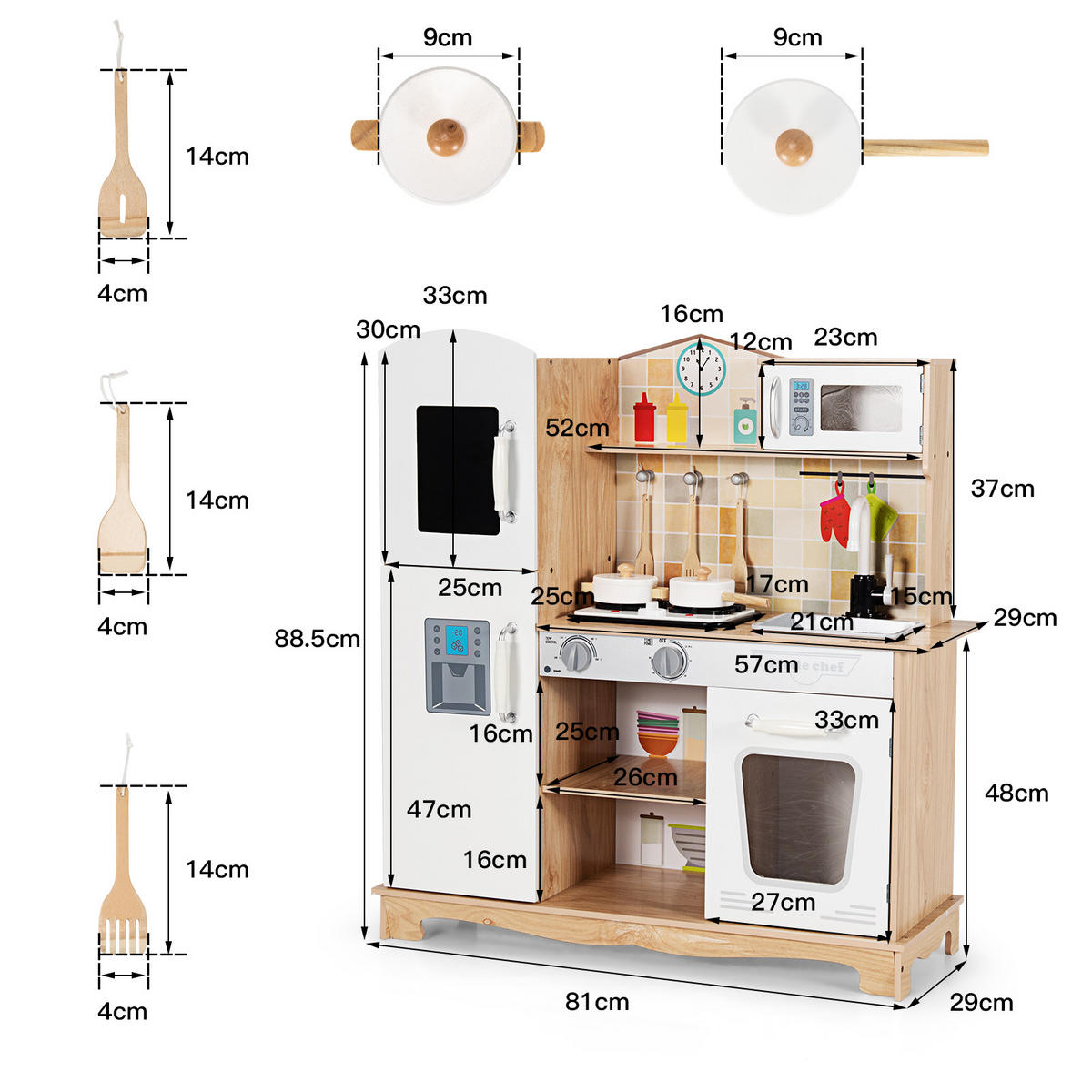 SPIELSET Natur - Naturfarben, Holzwerkstoff (29/88.5/81cm) - COSTWAY