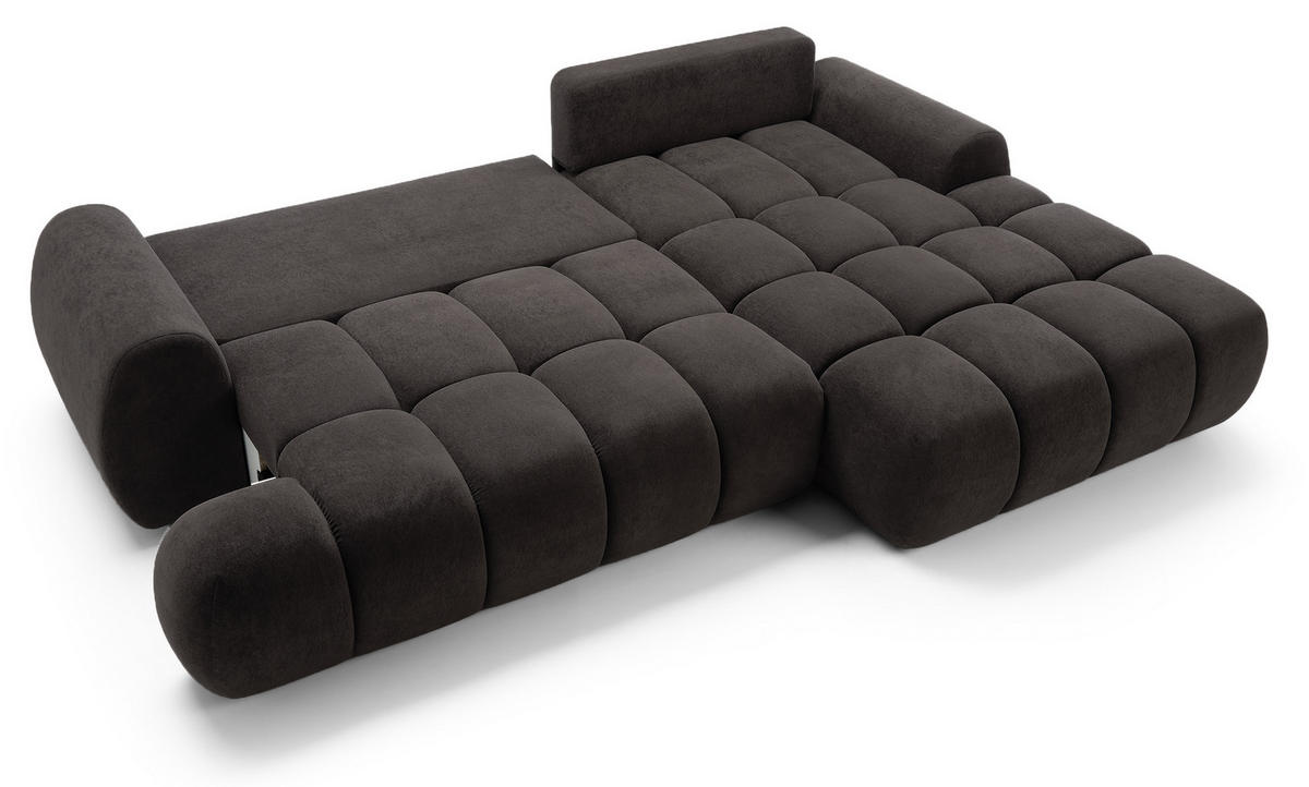 ECKSOFA 280 cm Valerio mit Bettkasten, 280 cm, Rechts, Schlaffunktion, Schwarz - Schwarz, Holz (177/280cm) - Emporius