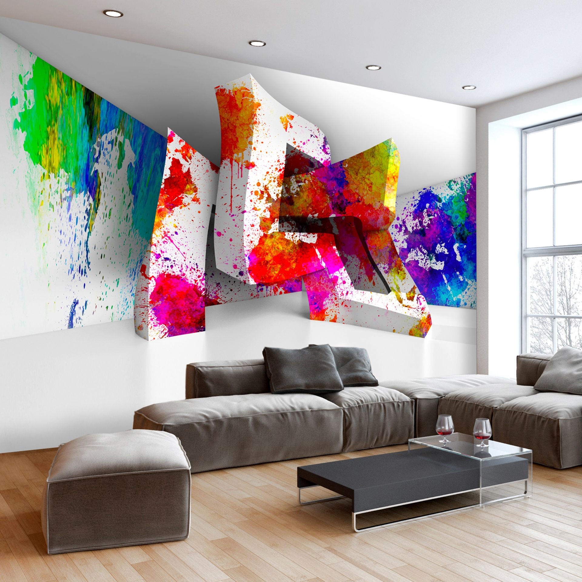SELBSTKLEBENDE FOTOTAPETE 441/315 cm - Multicolor/Weiß, Kunststoff/Textil (441/1cm) - KUNSTLOFT