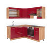 ECKKÜCHE Fame-Line Bordeaux Hochglanz/Goldkraft Eiche 160 x 190 cm AP Eiche - Bordeaux/Eiche Wotan, Holzwerkstoff (190/81.6/60cm) - Vicco