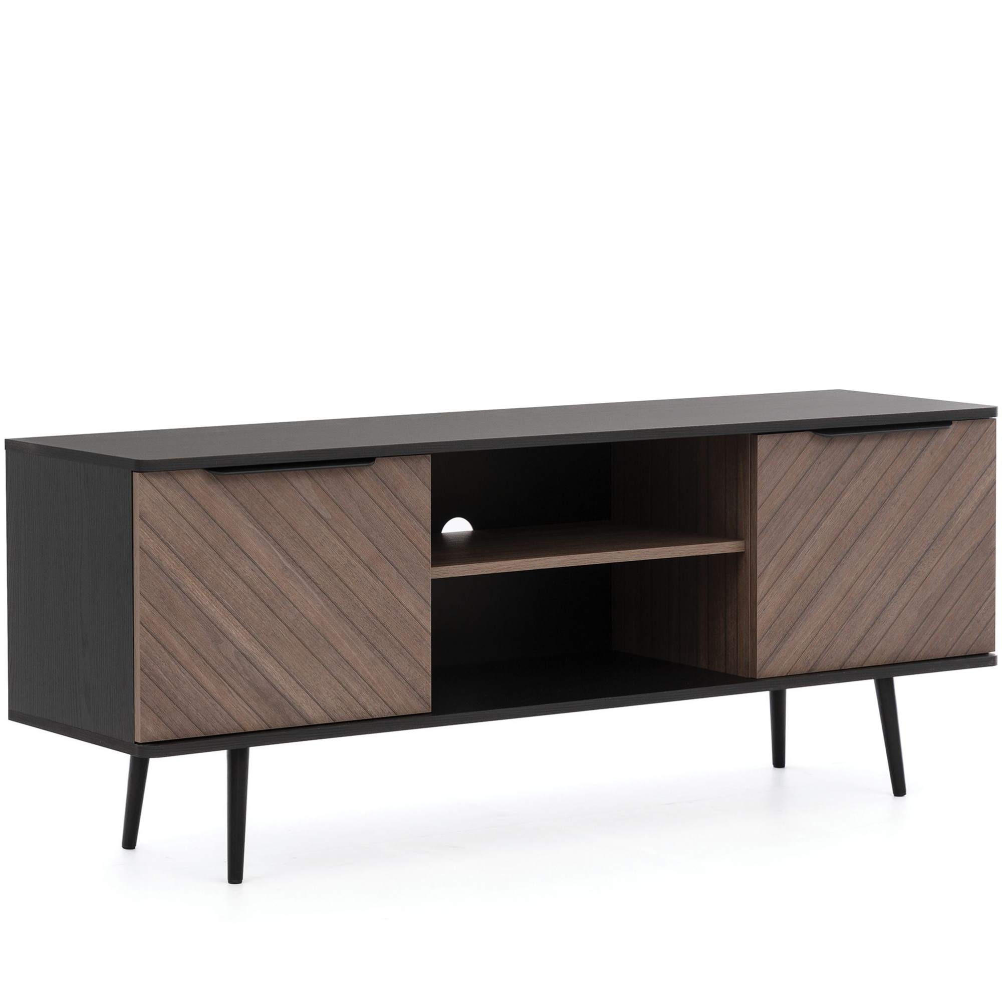 TV-LOWBOARD LANDI,Schwarz/Braun - Schwarz/Braun, Holzwerkstoff (150/60/41cm) - KONSIMO®