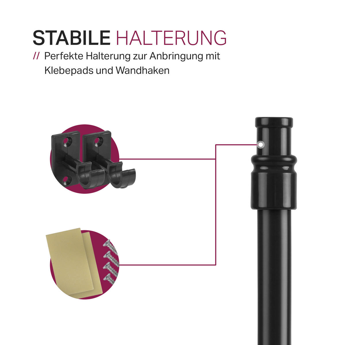 CAFEHAUSSTANGEN Schwarz 75-125 cm - Schwarz, Metall (75cm) - Bestlivings