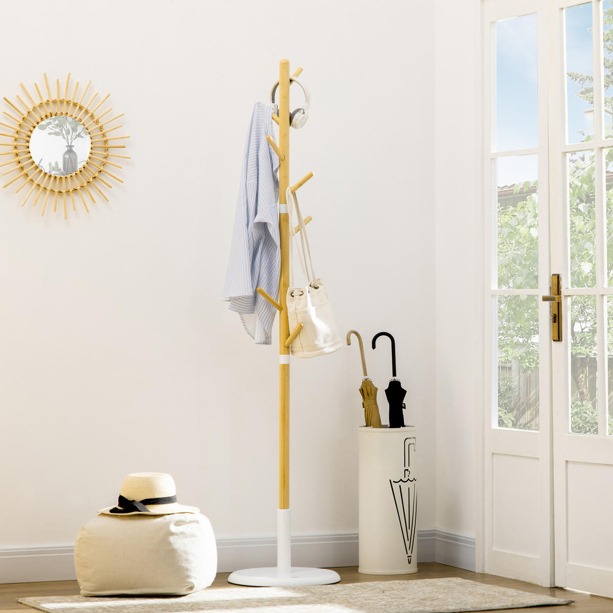 GARDEROBENSTÄNDER Weiß 1 Stück - Weiß, Naturmaterialien (37.8/175.6/37.8cm) - GiPP