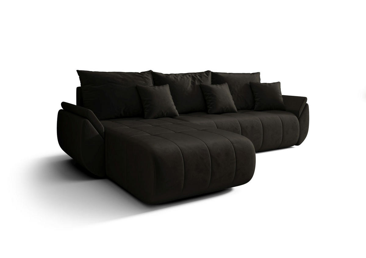 ECKSOFA mit Schlaffunktion TOKYO R Monolith 95 Rechts - Dunkelbraun, Textil (280/185cm) - Bedante
