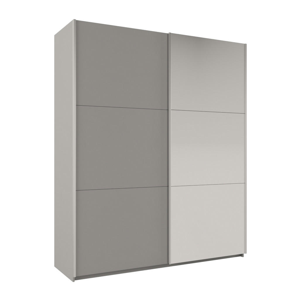 SCHWEBETÜRENSCHRANK Rossa mit 2 Türen und Spiegel, 200 cm, Platinfarben - Platinfarben, Holzwerkstoff (200/244/65cm) - Beautysofa