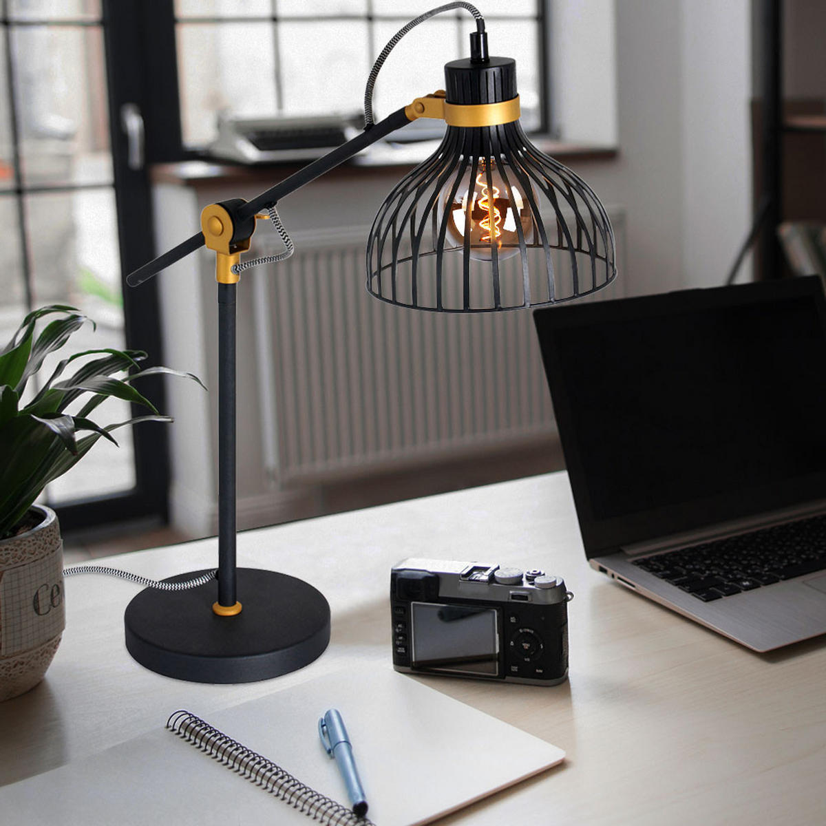 TISCHLEUCHTE Dunbar Metall Schwarz Gold - Schwarz, Metall (50/18/60cm)