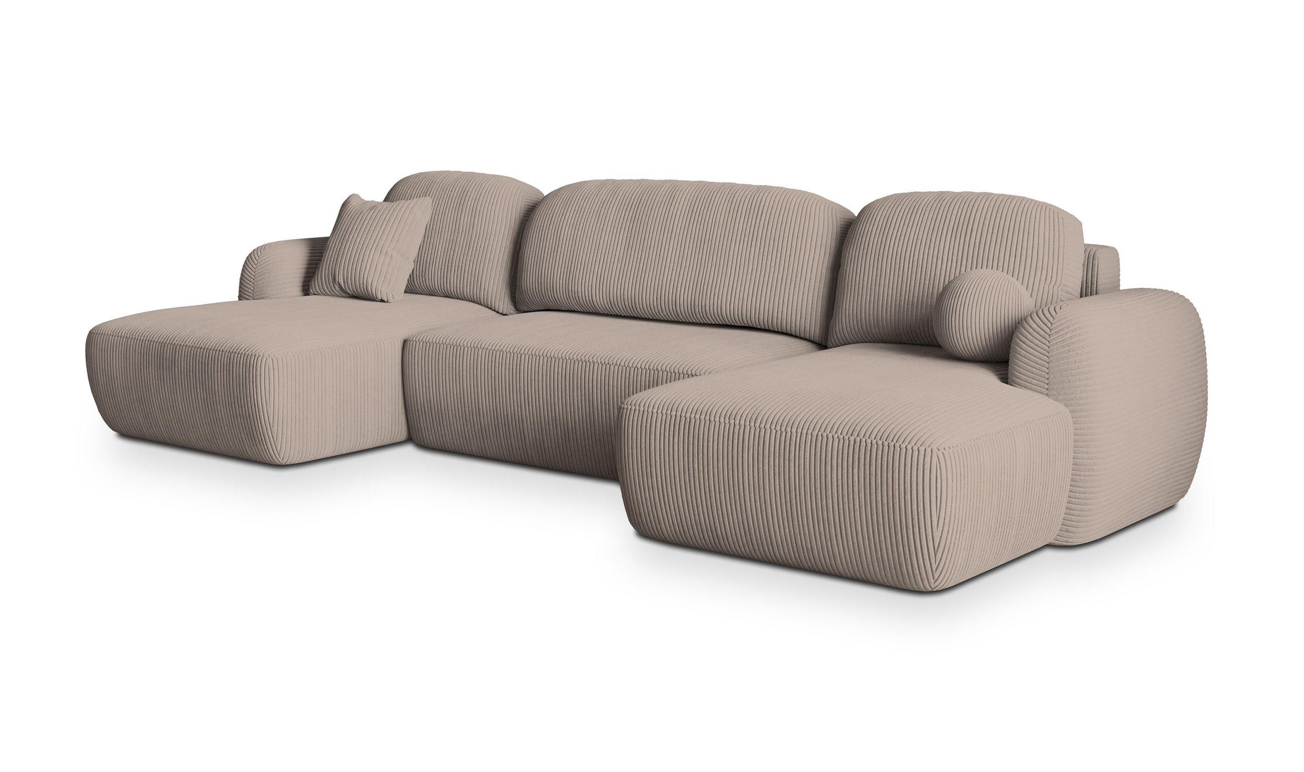 ROHOVÁ SEDAČKA SAVONA béžová - černá/béžová, dřevo/textil (320/148cm) - MASSENO