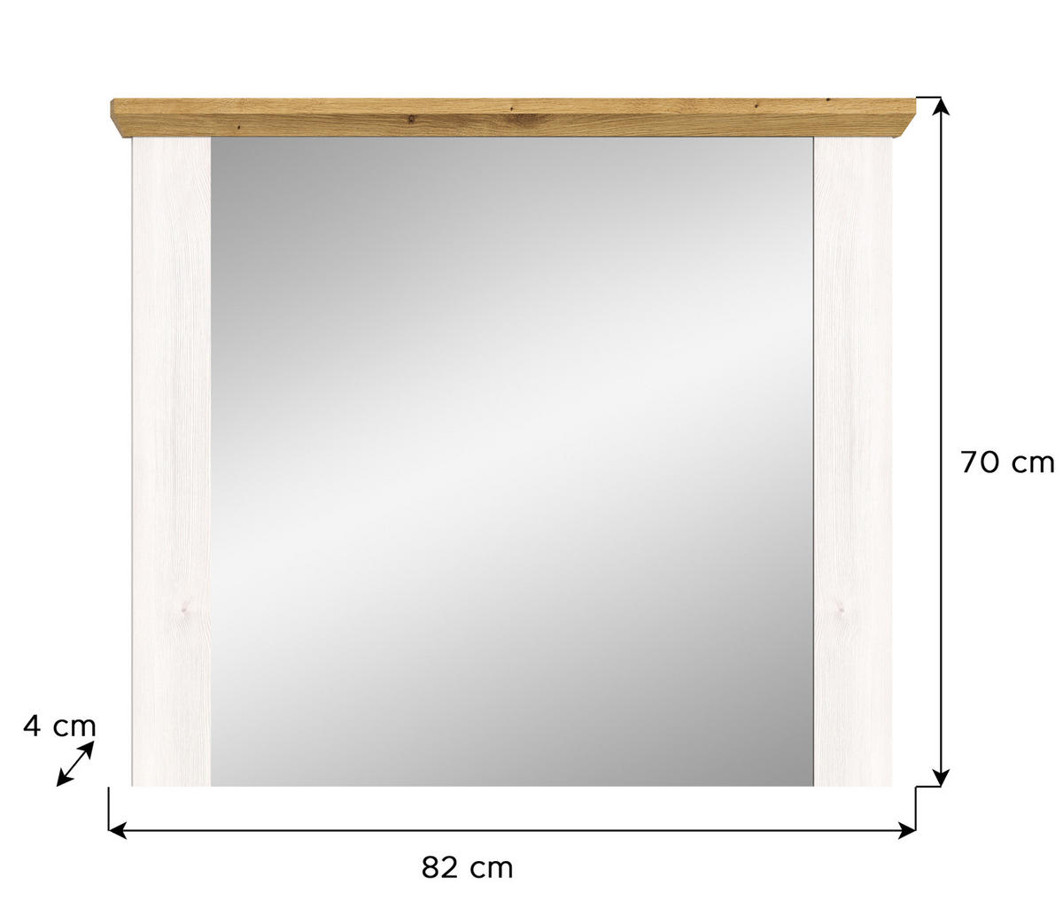 GARDEROBENSPIEGEL weiß Lärche und Eiche, 82 x 70 cm, Wandspiegel im Landhaus-Stil - Weiß/Eiche Artisan, Glas/Holzwerkstoff (82/70/4cm) - Inn.Furn