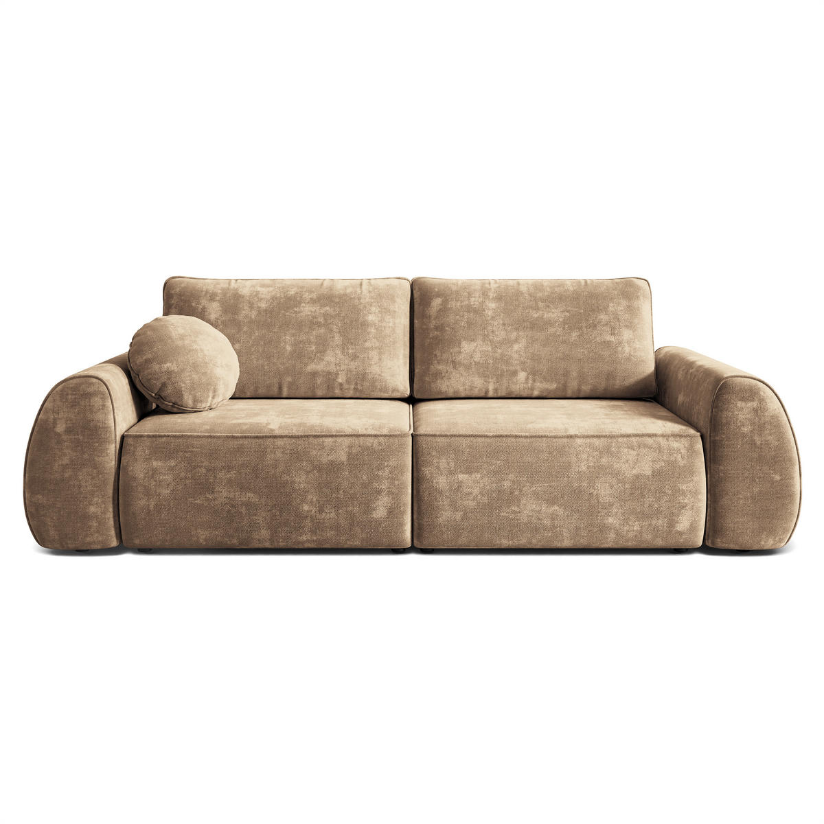 BETTSOFA ZEFEO Beige Chenille-Stoff mit Schlaffunktion - Beige, Textil (264/96/106cm) - MASSENO